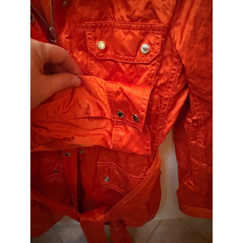 Michael Kors Womens Orange Metallic Belted Field Utility Jacket Size Medium - Picture 4 of 8